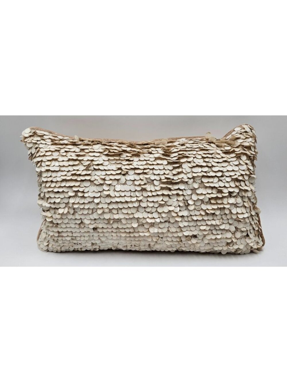 Capiz Shell Embellished Rectangular Throw Pillow 20"x12" Velvet Backing Coastal